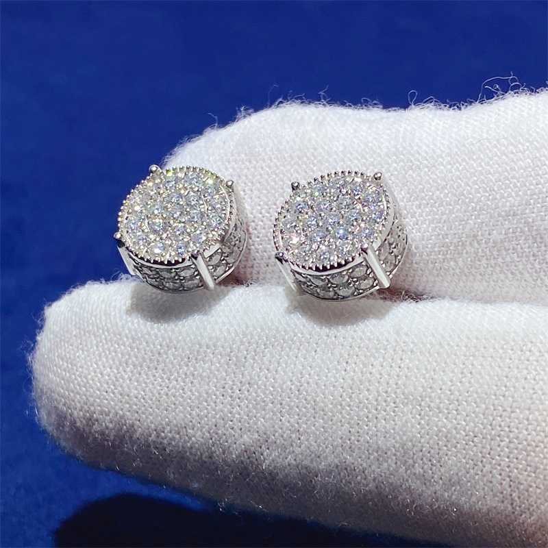 Ready To Ship Iced Out Real 10K/14K Solid Gold D/VVS Moissanite Diamond Stud Earrings