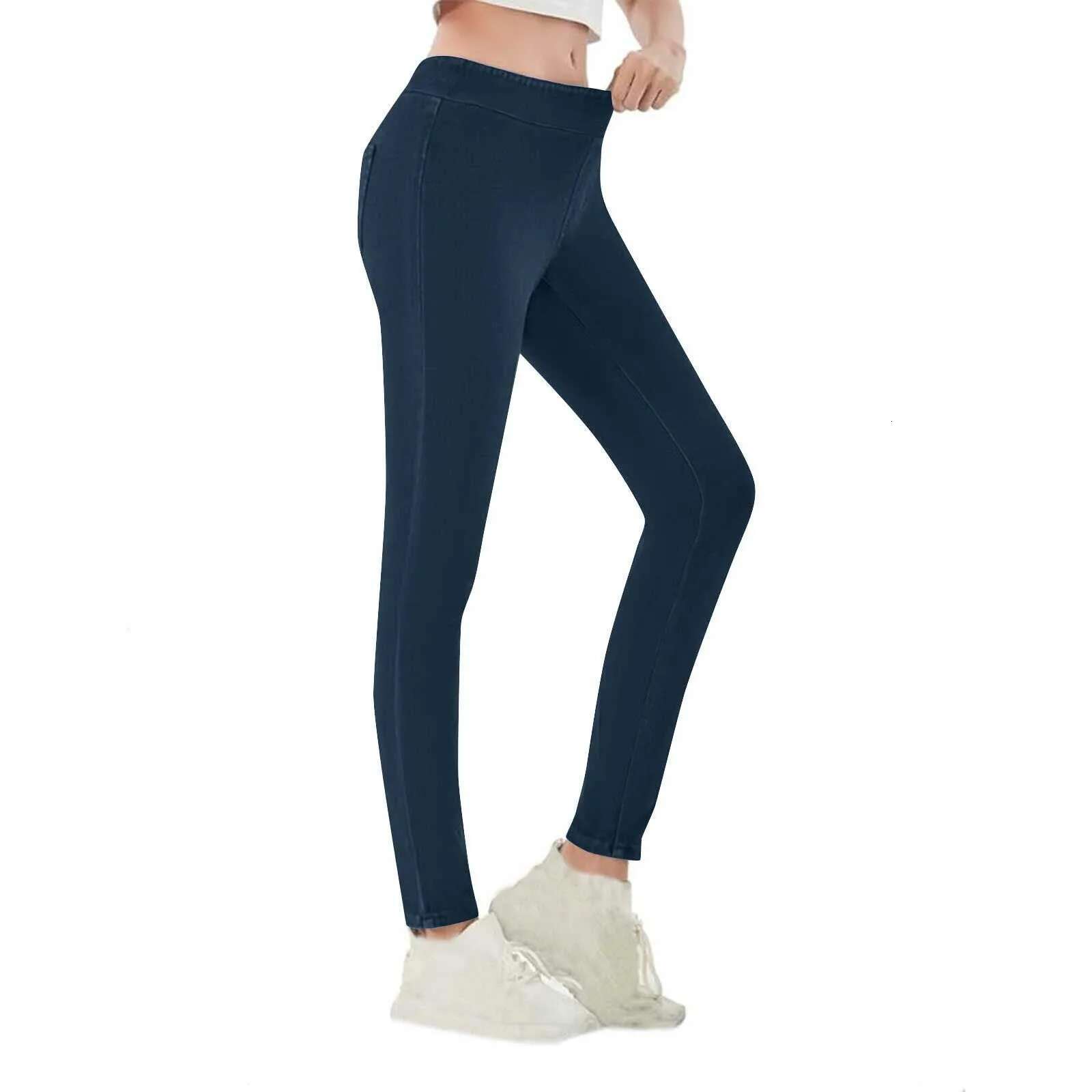 Women Jean High Waist Stretchy Butt Lifting Workout Yoga Pants Solid Casual Large Size Leggings Sport Fiess Trousers