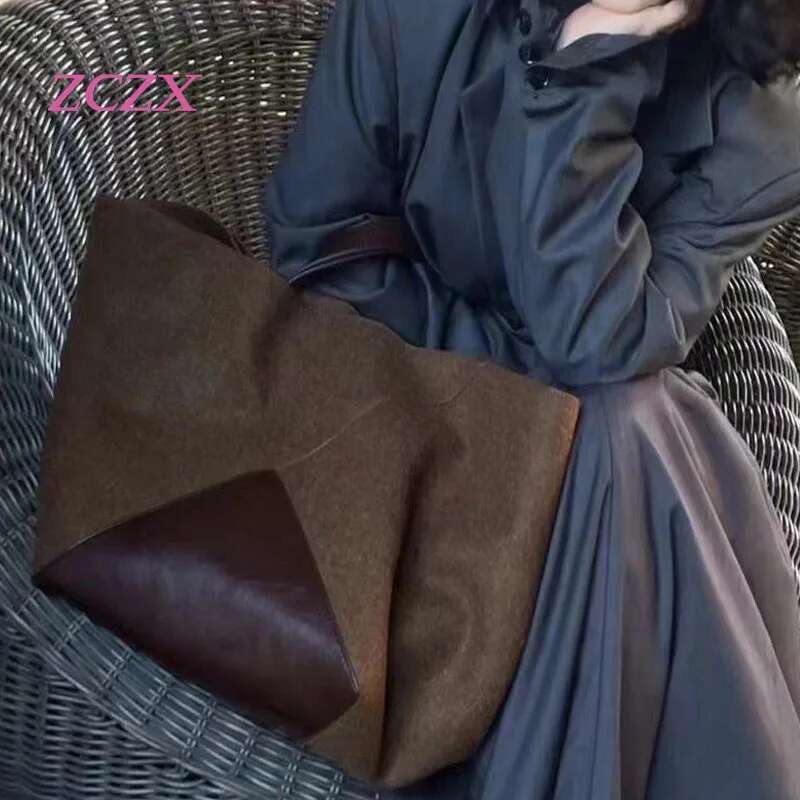 Fashionable Large Capacity Women's Tote Handbag Genuine Matte Leather Single Shoulder Armpit Bag