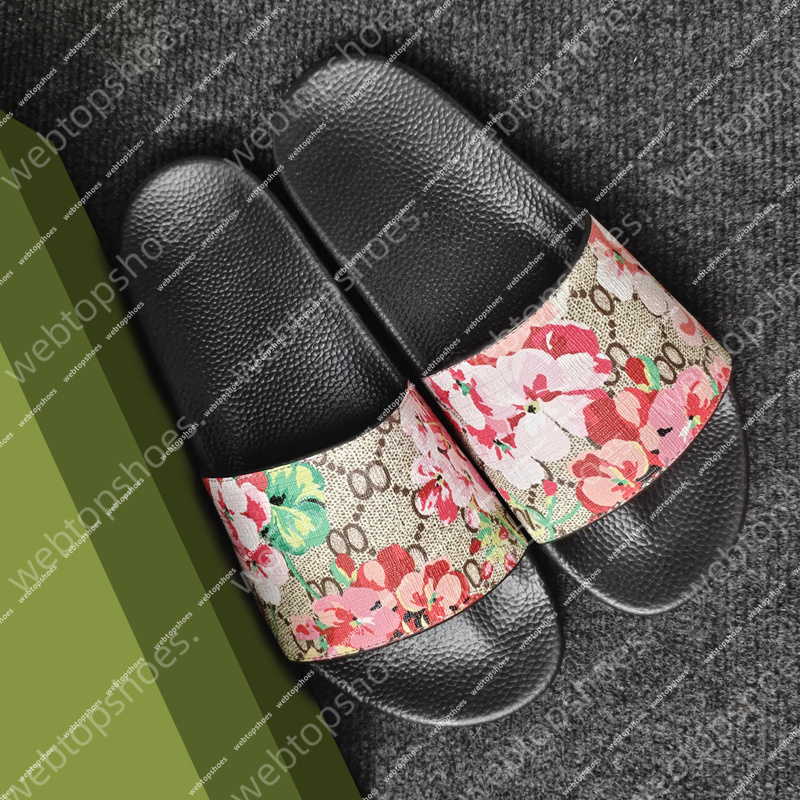 Designer flower slippers Men Women letter slides Sandals flat sliders snake slipper platform rubber slide Black pink womens shoes Summer beach sandal and box4