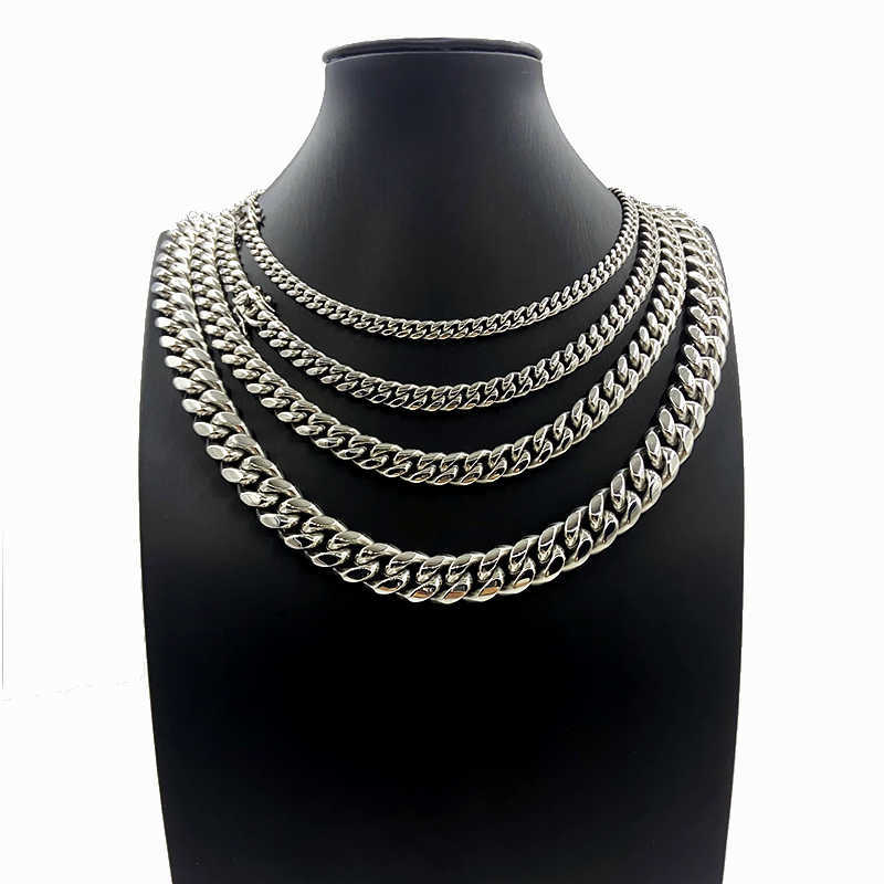 Faucet Chain Necklace Miami Cuba Silver Stainless Steel Trendy Men 6mm 8mm10mm12mm 14mm 16mm 18mm Gold Cuban Link Chain 1pc/opp.