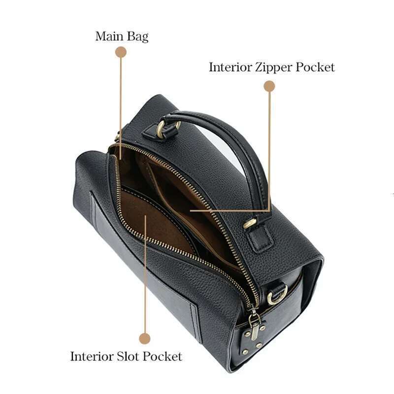 New Genuine Leather Women Handbag Female Versatile Boston Shoulder Casual Solid Color Lady Square Box Bag