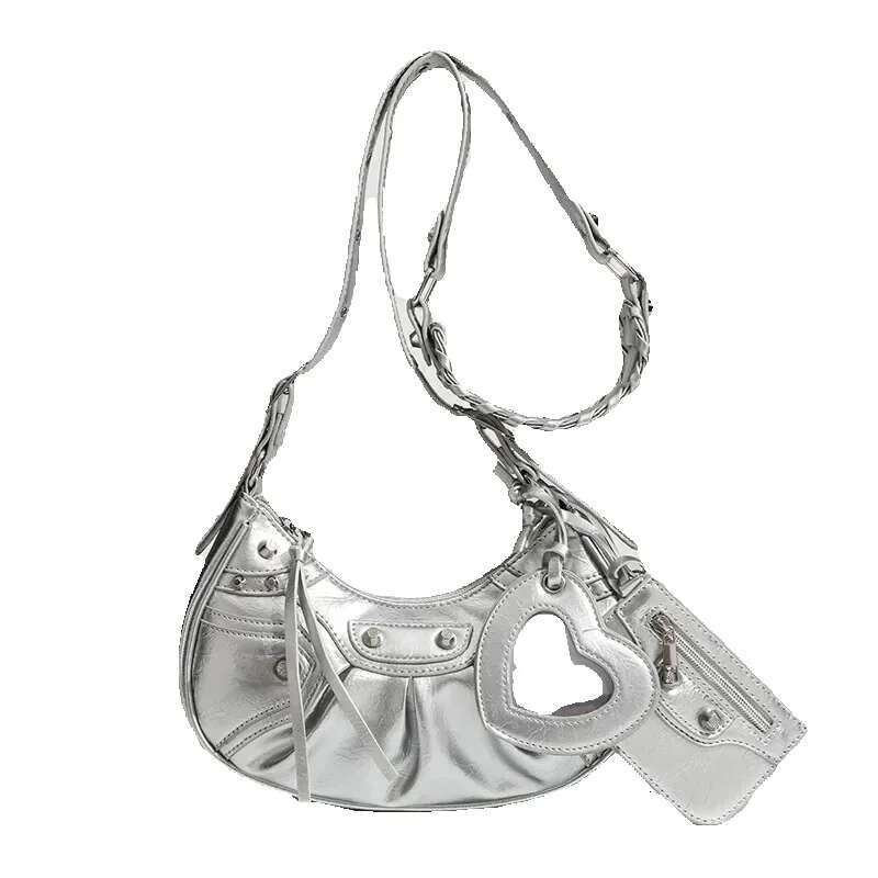 New Niche Design Rivet Y2k Style Underarm Versatile 3-In-1 Portable One Shoulder Crossbody Crescent Bag, Women Handbags
