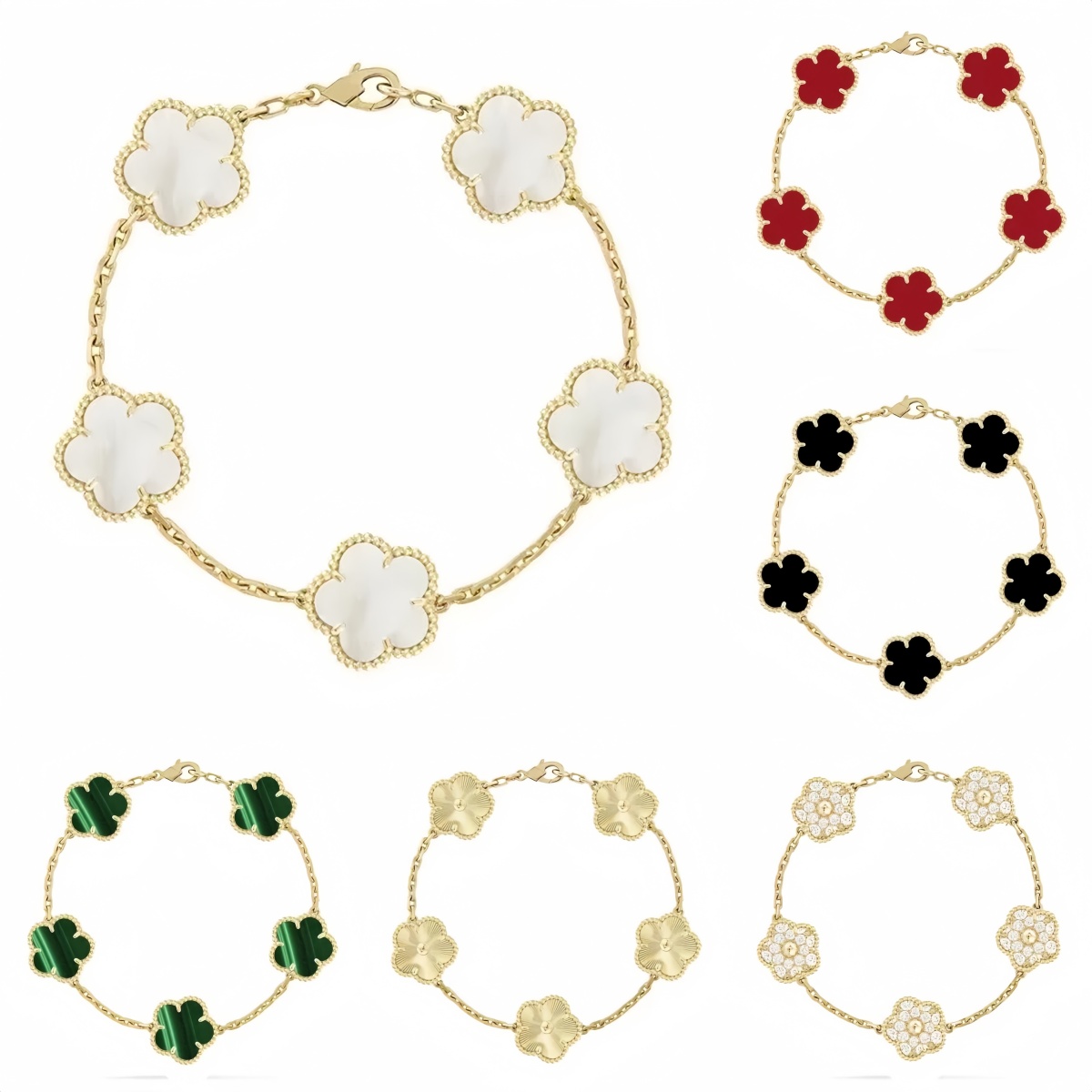 Four leaf clover bracelet charm bracelet designer bracelets fine jewelry mother of pearl white black red lady moissanite bracelet designer for women popular bangle
