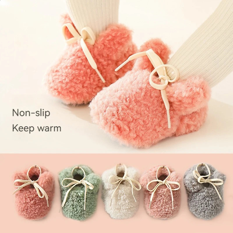 Baby Shoes Winter Baby Boy Girl Booties Fluff Soft Toddler Shoes First Lamb Cashmere Anti-Slip Warm born Infant Crib Shoes 250214