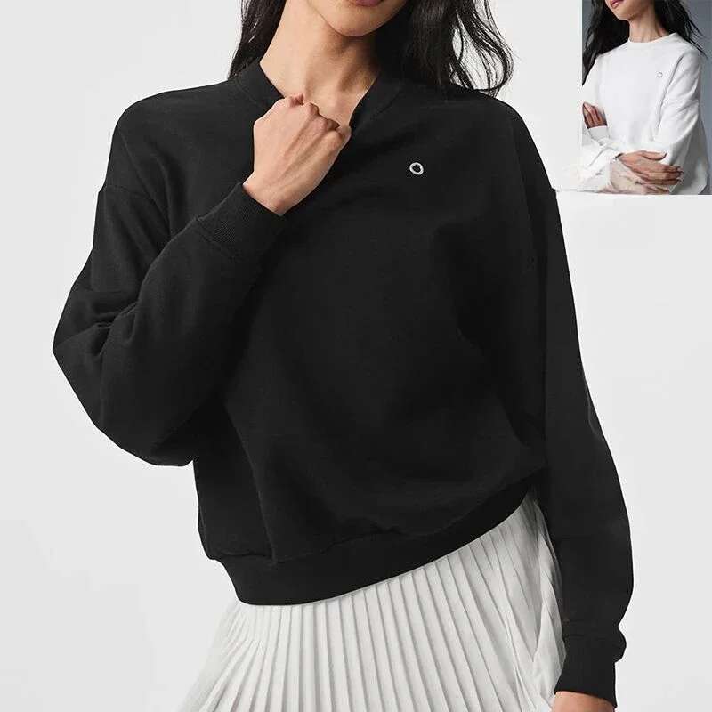 Muse Crew Neck Yoga Autumn Winter Neutral Printed Sportswear Fashion Casual Solid Color Long Sleeve Top Comfort Sweater