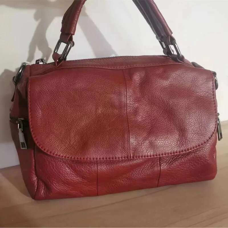 Woman Genuine Leather Handbag Casual Tote Retro Shoulder Bag Female Cowhide Crossbody Messenger Bags Boston Style Hand Purse