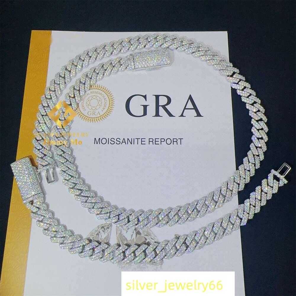 Best Selling 8mm Two Rows Iced Out Man Hip Hop Jewelry GRA Certificates Pass Diamond Tester VVS1 Moissanite Cuban Link Chain Men
