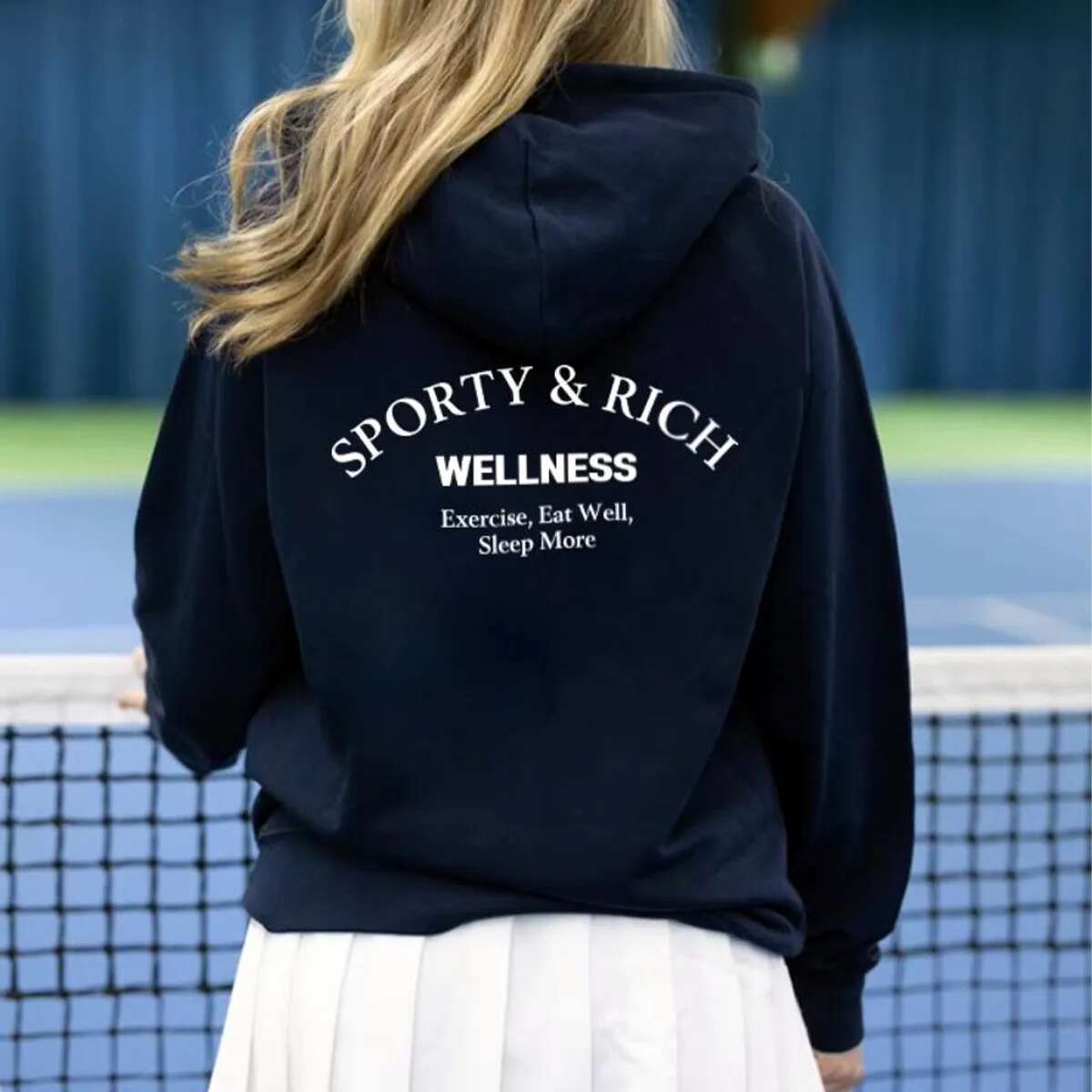 Sport Make You Health American Vintage Women Oversize Navy Cotton Hoodies 90's Street Fashion Autumn Casual Hooded Sweatshirts