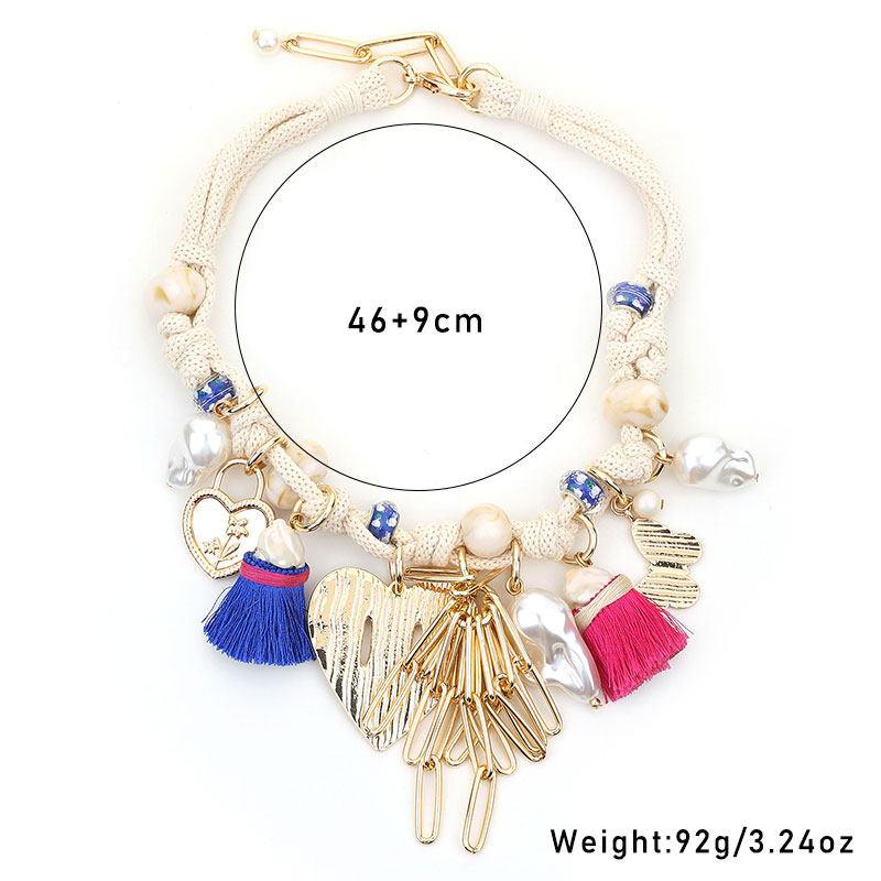 Bohemian Statement Beads&Hearts Necklace for Women Trendy Wedding Party Jewelry