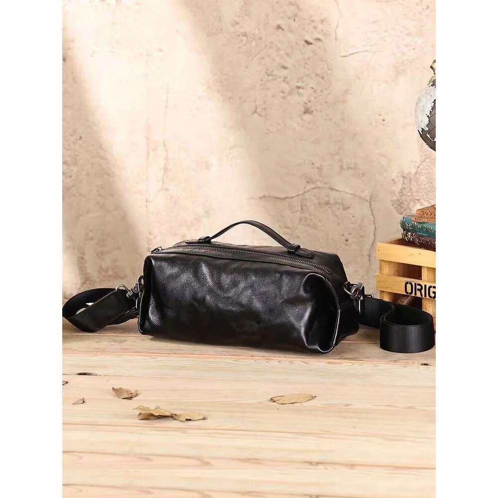 Wmnuo Shoulder Man Genuine Cowhide Leather Leisure Crossbody Messenger Bag Male Large Capacity Handbag Pillow Pocket