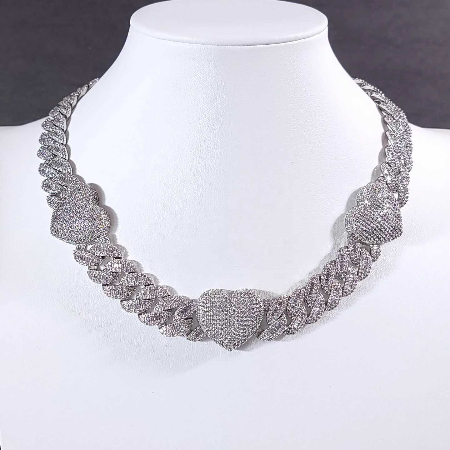 Gra Certificate Men Hip Hop Jewelry Bling Sterling Silver 925 Baguette Cut Vvs Moissanite Iced Out Cuban Link Chain Necklace