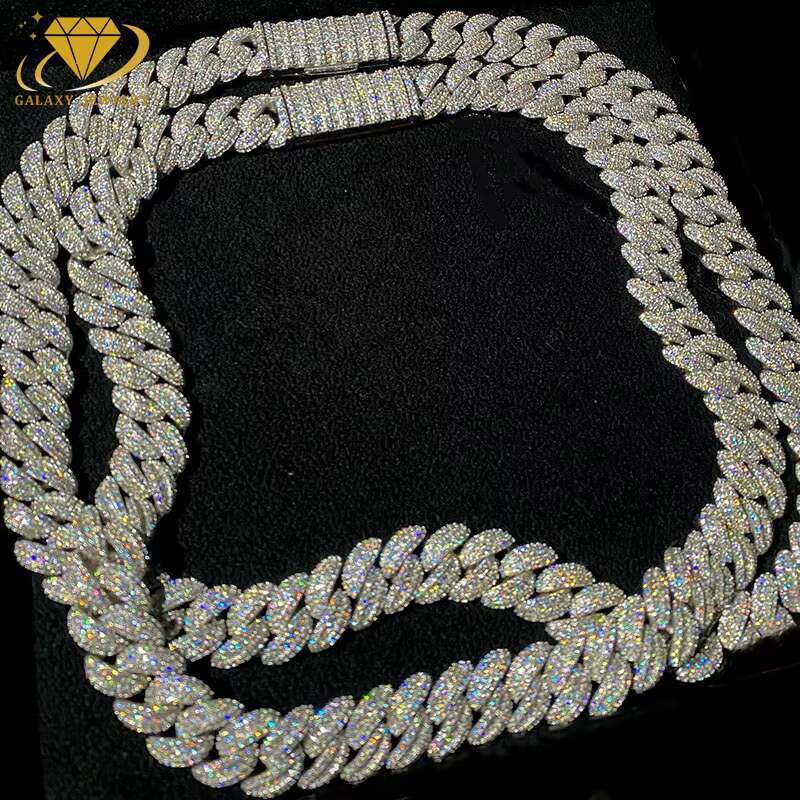 Hip Hop Jewelry Ice Out Sier Silica Chain Cuban High Quality Tested With GRA Certificate