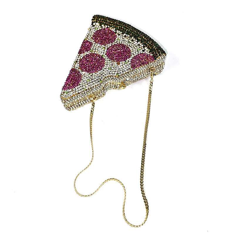 NEW Drop Women Rhie Purse Funny Pizza Bag Chic Crystal Clutches
