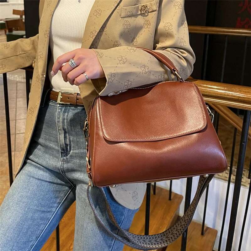 Hifashion Vintage Genuine Leather Boston Shoulder Bags For Women 2025 Trend Designer Crossbody Purses Work Tote Ladies Handbags