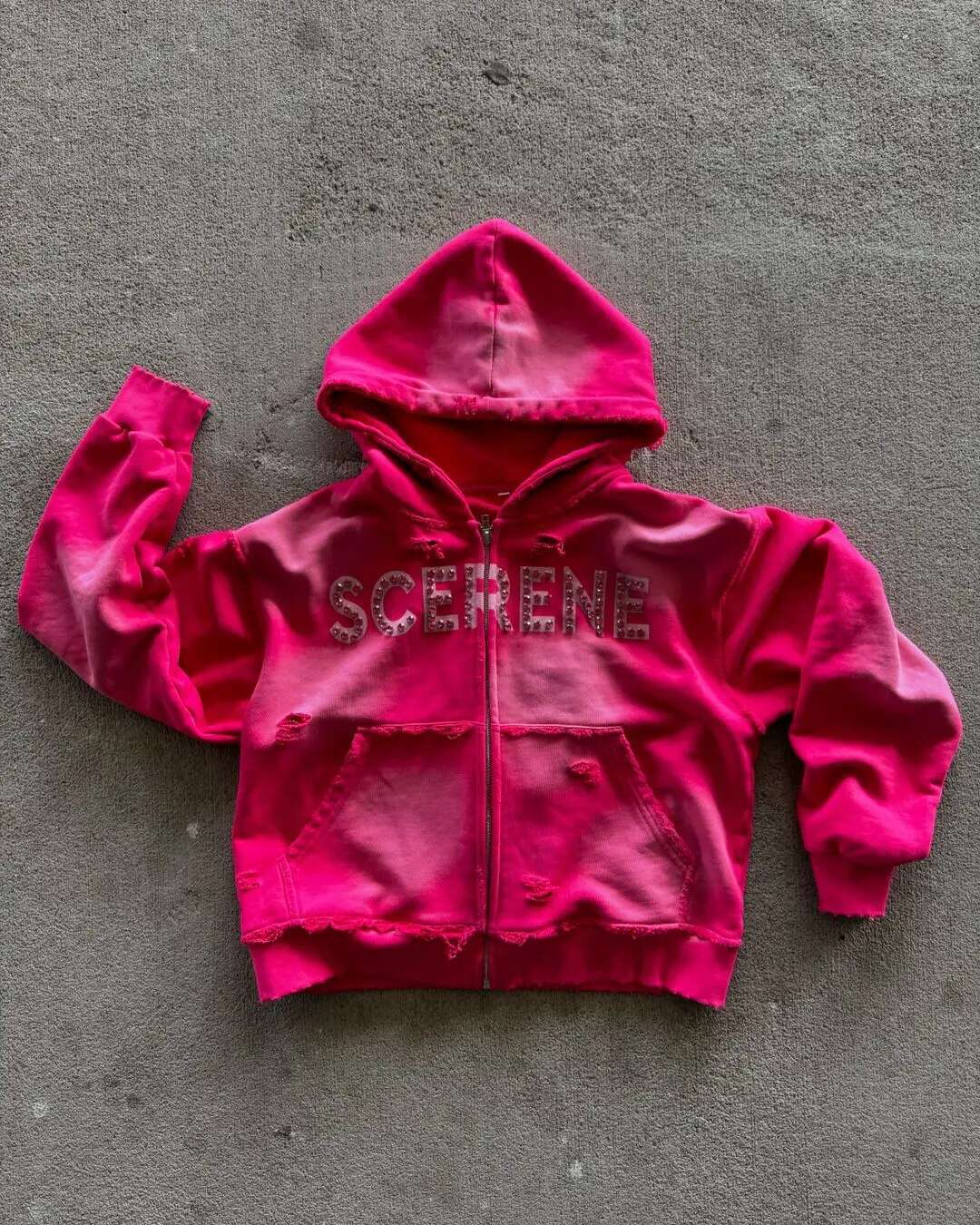 Oversized Letter Pattern Rhies Sweatshirt Y2k Clothes Gothic Punk Hole Black Hoodies Men and Women Casual Zip Up Hoodie