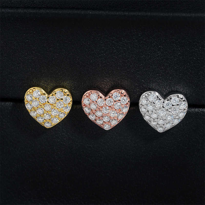 2024 new moissanite earrings s925 silver creative heart-shaped hip-hop earrings accessories