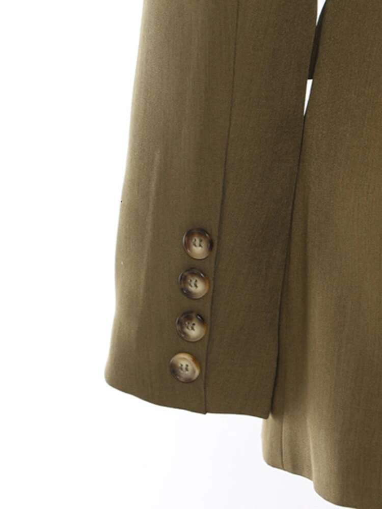 Women Green Corss Bandage Pocket Elegant Blazer New V-Neck Long Sleeve Jacket Fashion Tide Spring Autumn 2025 1Dh7482