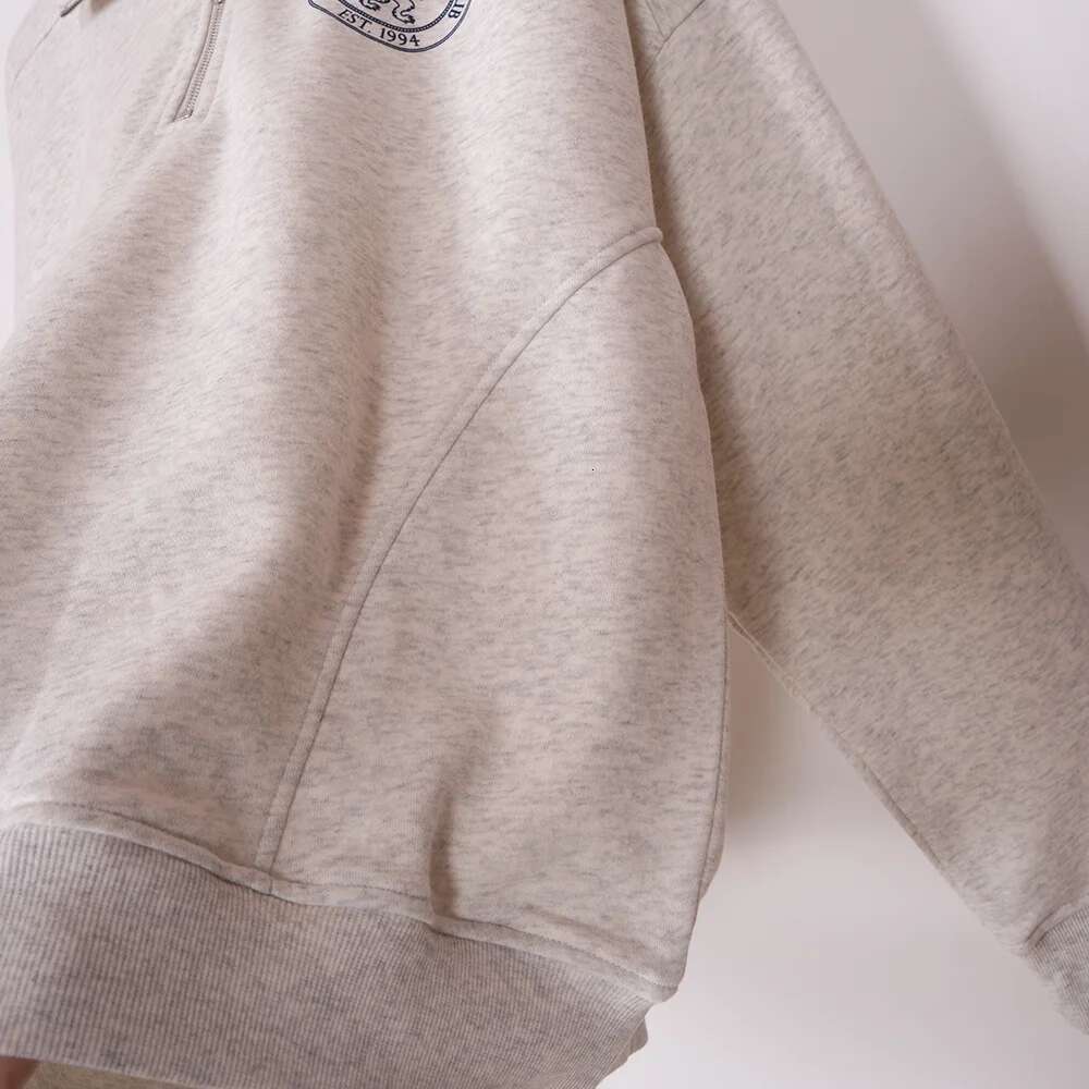 5W242 Club Letter Graphic Print Sweatshirt Women Turn-Down Collar Long Sleeve Sporty Female Pullover Vintage Casual Lady Top