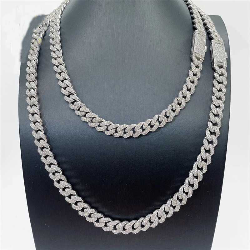 Blues OEM 10mm hip hop custom 925 sterling silver iced out diamond luxera moissanite cuban chain necklace