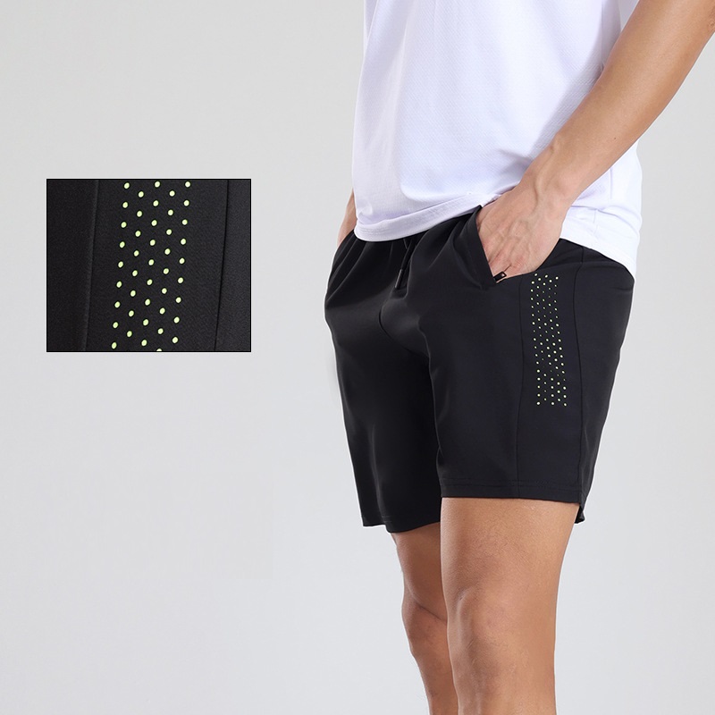 Men's fitness sports shorts summer ice silk thin big size running speed dry 5 points outside wear casual pants