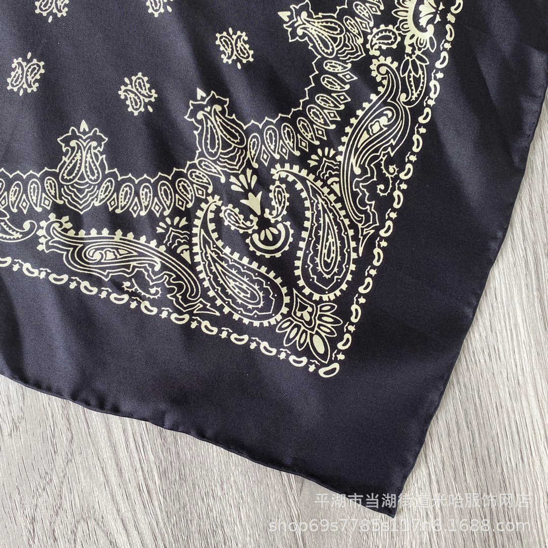 New M~Mulberry Silk Small Square Towel Totem Pattern Handmade Curled Edge Male and Female Same Style 8522558760681