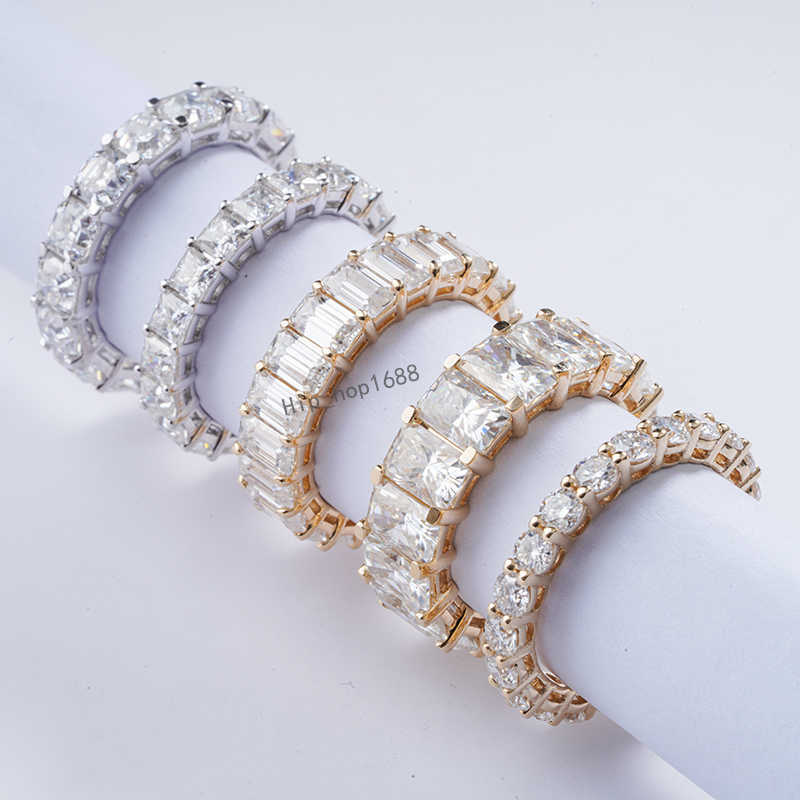 Starsgem Moissanite Eternity Band 14K Solid Gold Fancy Moissanite Wedding Ring