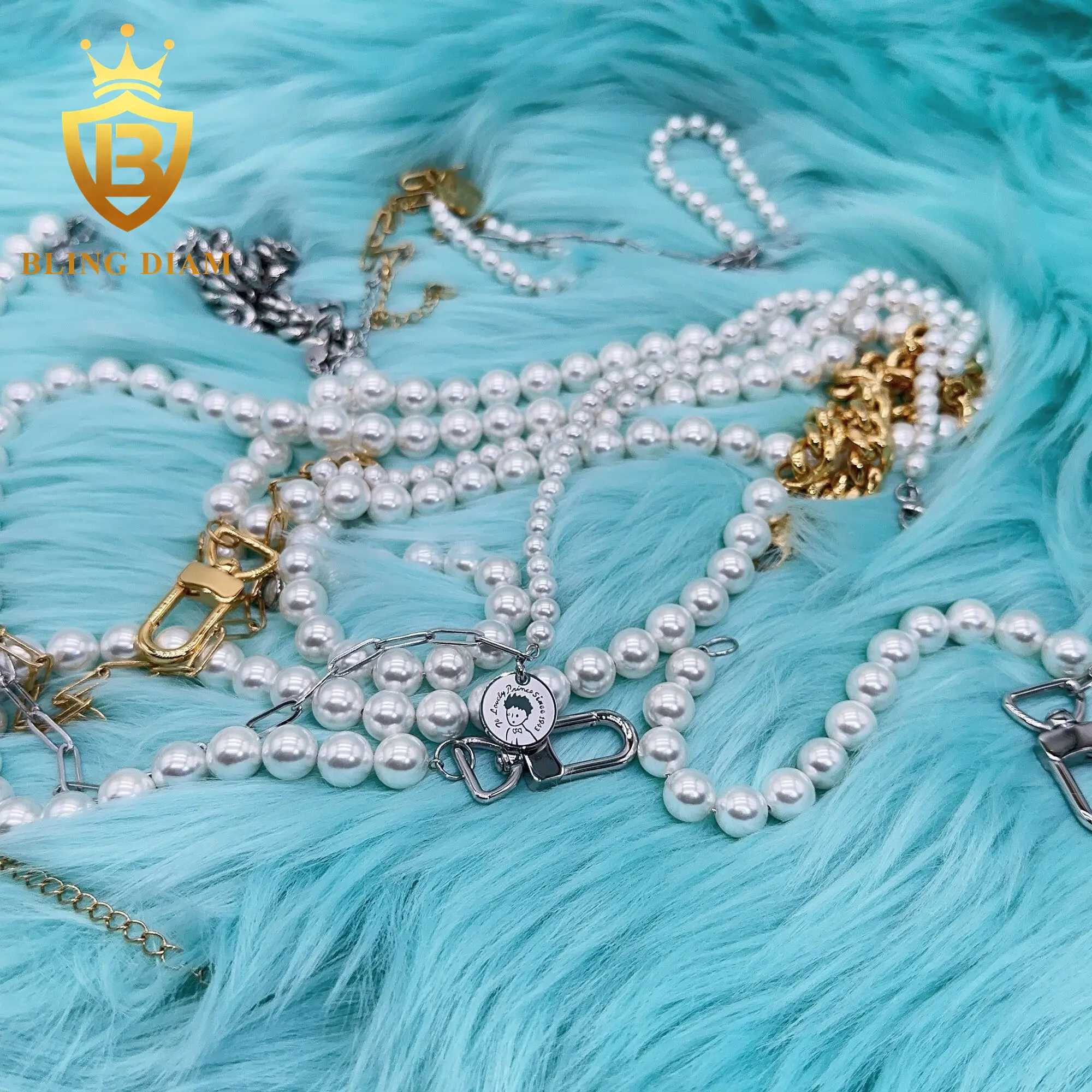 Fashion Women Jewelry 10mm 8mm Mother of Pearl Stainless Steel Cuban Link Chain Freshwater Pearl Chocker Necklace Bracelet