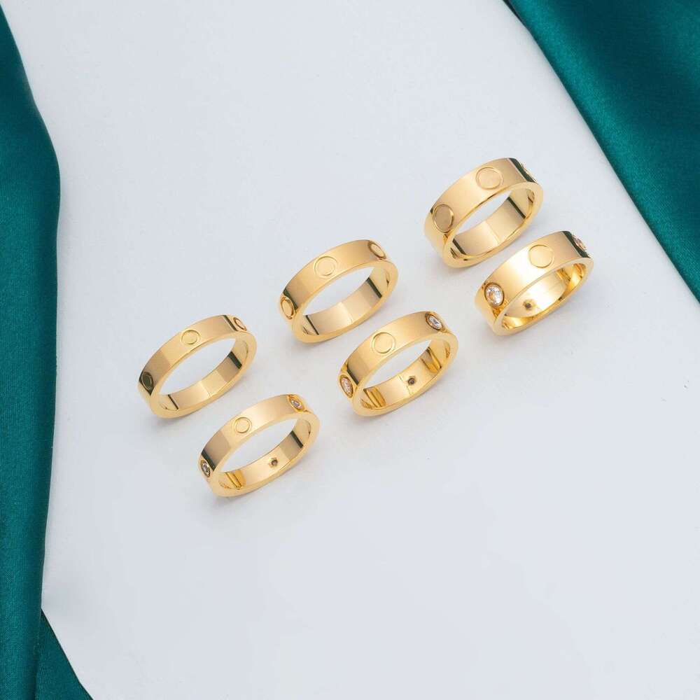 High version card home CNC precision titanium steel jewelry, one line love fashionable matching ring, gold wrapped sier ring