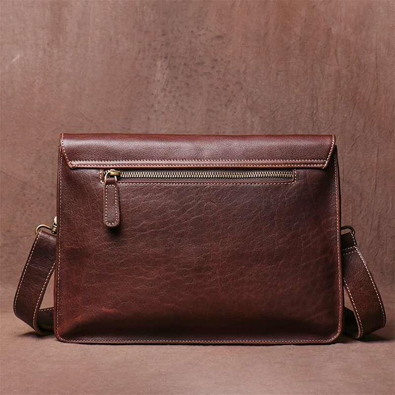 LUOKIR Vintage Genuine Leather Crossbody Men's Fashion Simple Shoulder Messenger Bags Casual Flap Cowhide Clutch Bag