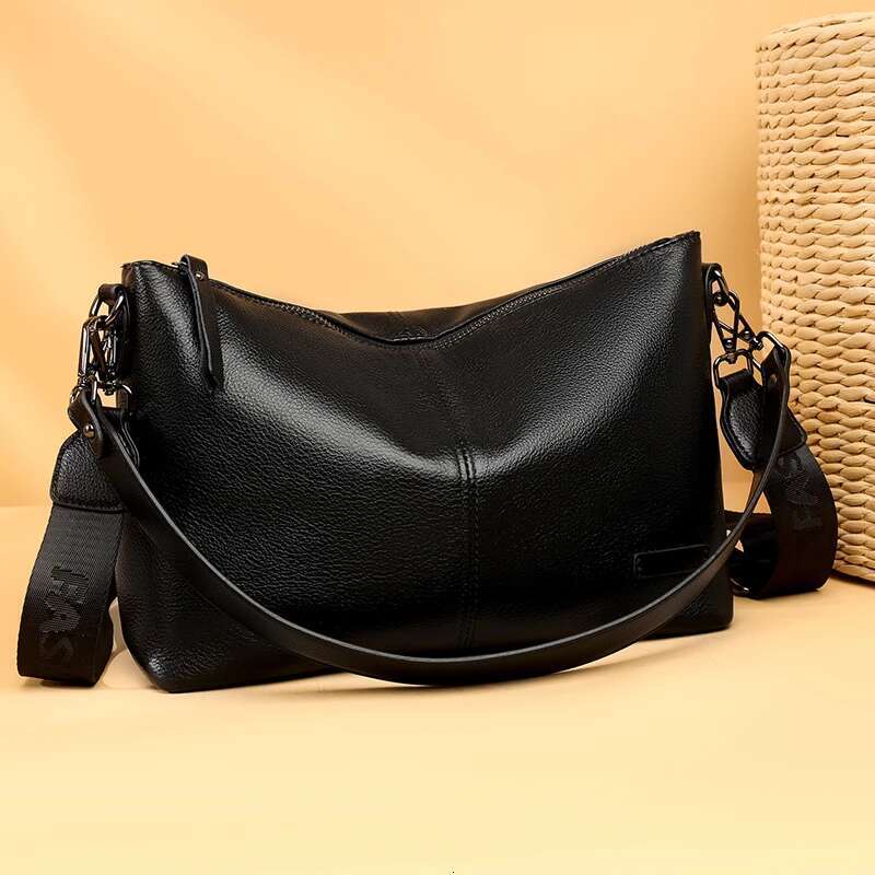 100% Cowhide Women Shoulder Large Capacity Crossbody Bags Female Genuine Leather Messenger Bag Purse Soft Handbag