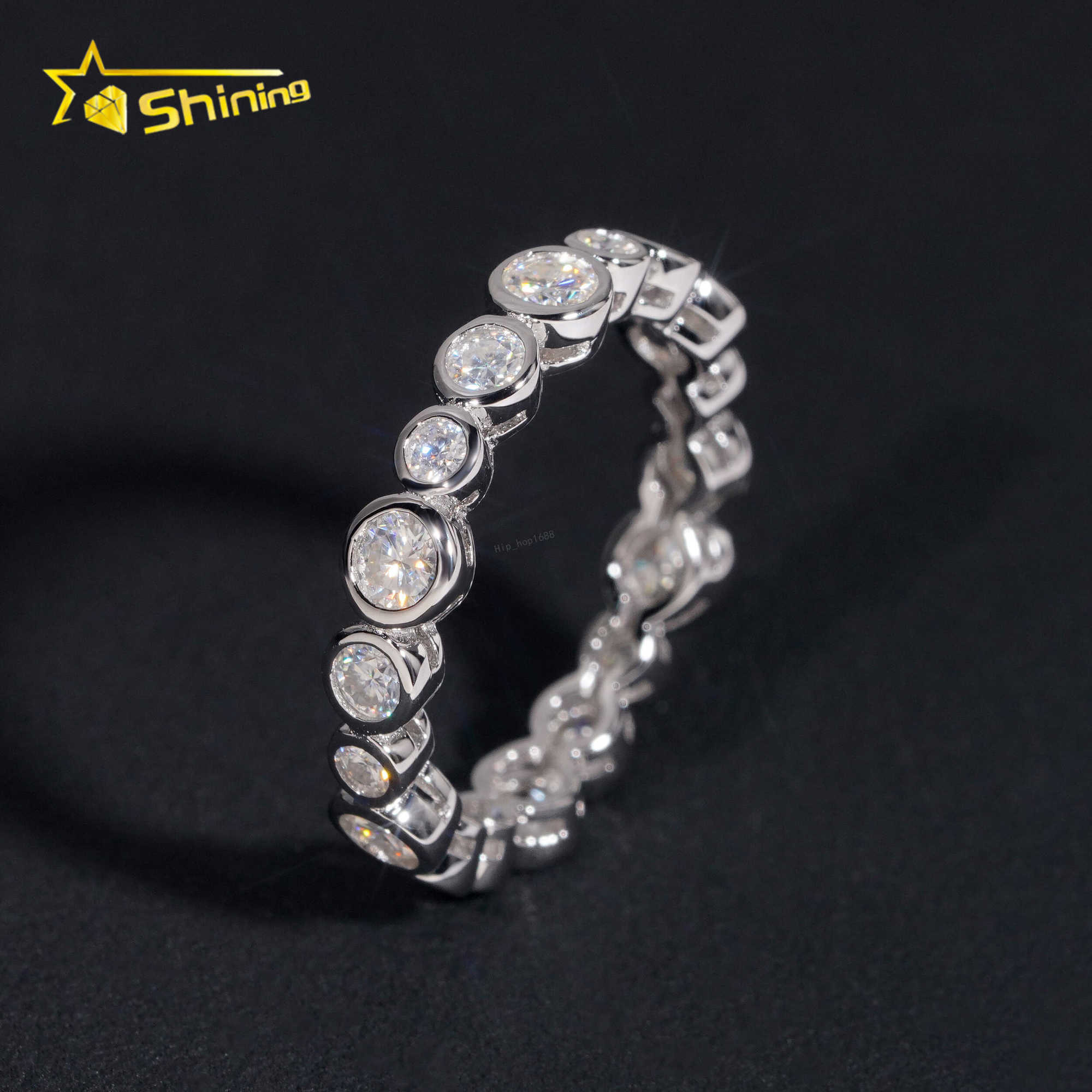 Hot Selling Band Ring S925 Sterling Silver Iced Out Eternity Ring Luxury Inlay Moissanite Diamond Classic Design
