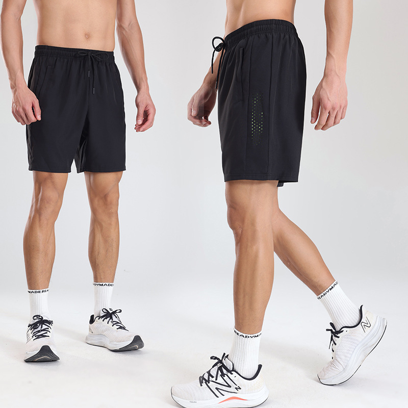 Men's fitness sports shorts summer ice silk thin big size running speed dry 5 points outside wear casual pants