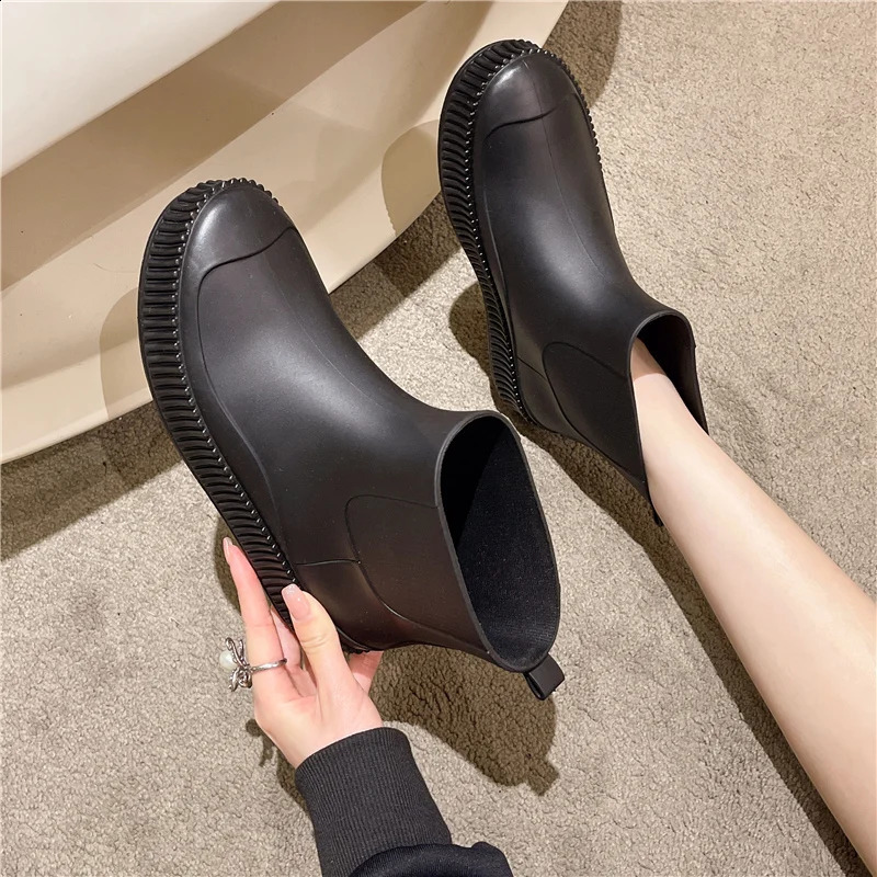 Rain boots womens low cut cute non slip waterproof shoes work rubber shoes shoe cover fashionable Baita rain boots 250213
