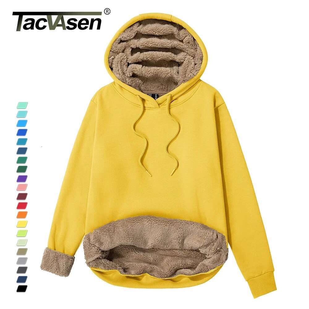 TACVASEN Winter Fleece Hoodie Womens Thick Warm Sherpa ed Hooded Sweatshirts Ladies Loose Hoodies Streetwear Pullover Tops
