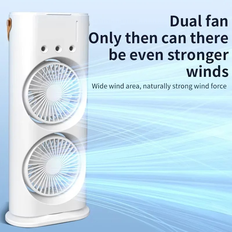 USB rechargeable double head spray fan new product suitable for home office home RV hotel lighting cool