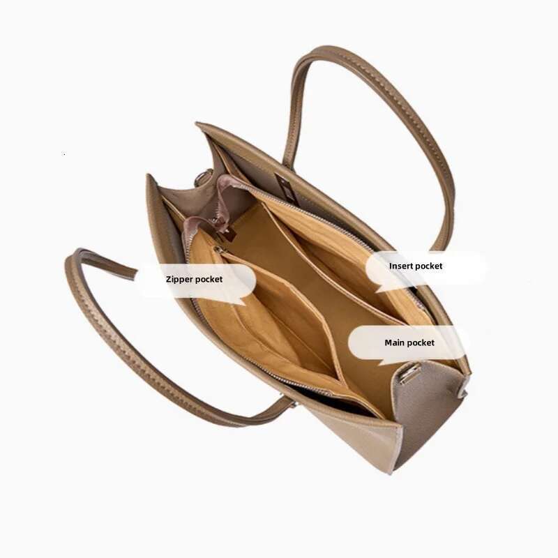 Genuine Leather Handbag, 2024 New Fashionable Shoulder Bag, Commuting Large Capacity Top Layer Cowhide Tote Bag For Women