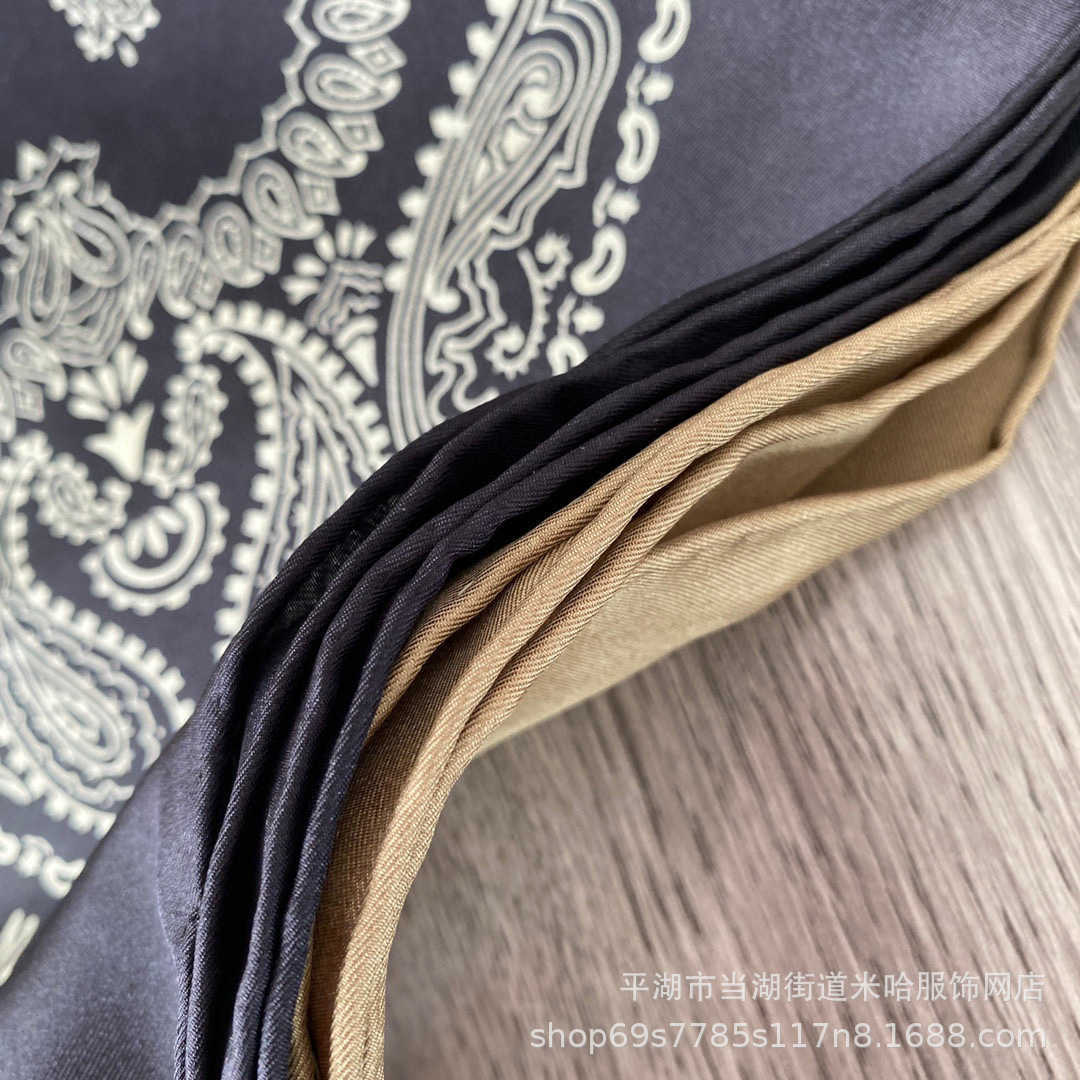 New M~Mulberry Silk Small Square Towel Totem Pattern Handmade Curled Edge Male and Female Same Style 8522558760681