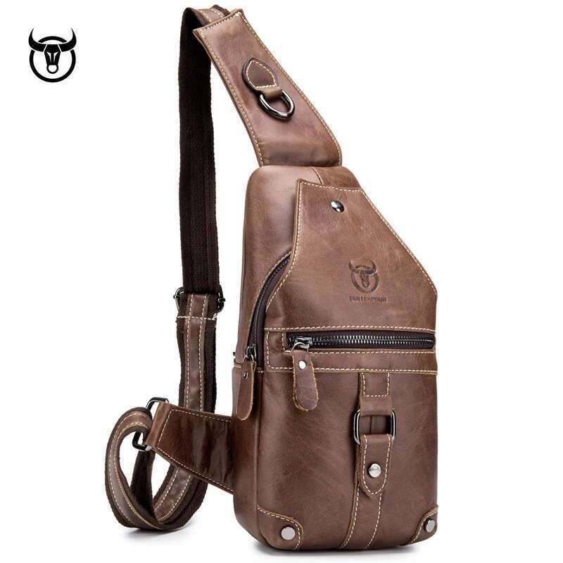 Fashion Men's Genuine Leather Shoulder Brand Style Chest Bag Shoulder Bags For Men Male Messenger Crossbody Bag