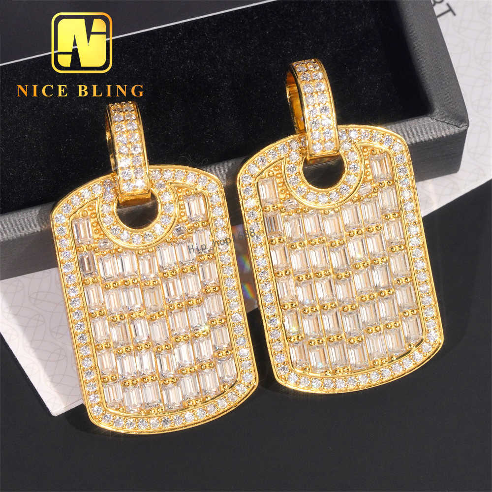 Pass Diamond Tester Custom Hip Hop Moissanite Jewelry Iced Out Baguette Diamond Pendant 925 Silver Moisaanite Pendant