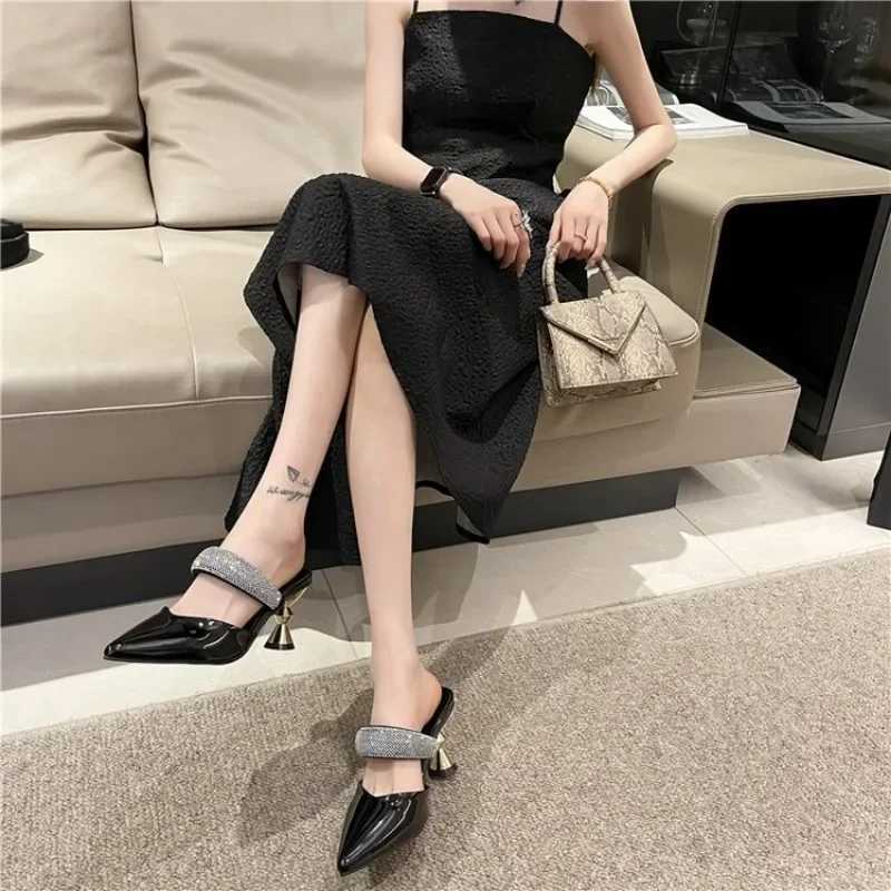 2024 New Design Elegant Pointed Toe Strange Style High H Summer Outdoor Shoes Ladies Sandals Women Slippers Y250215