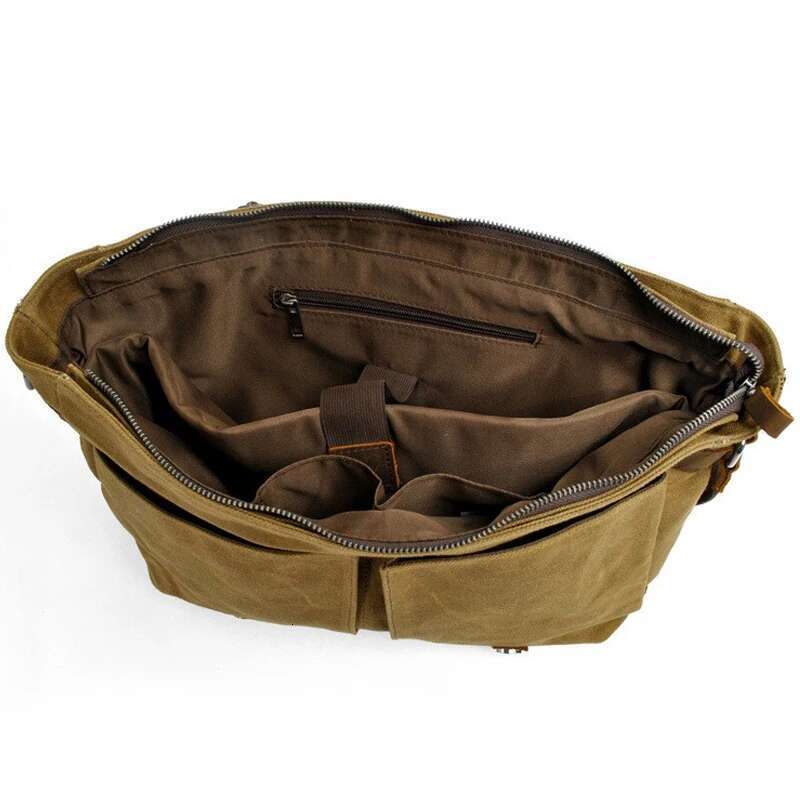 Vintage For Men Men's Oiled Canvas Messenger Bag Single Shoulder Crossbody Laptop School Bag Crossbody