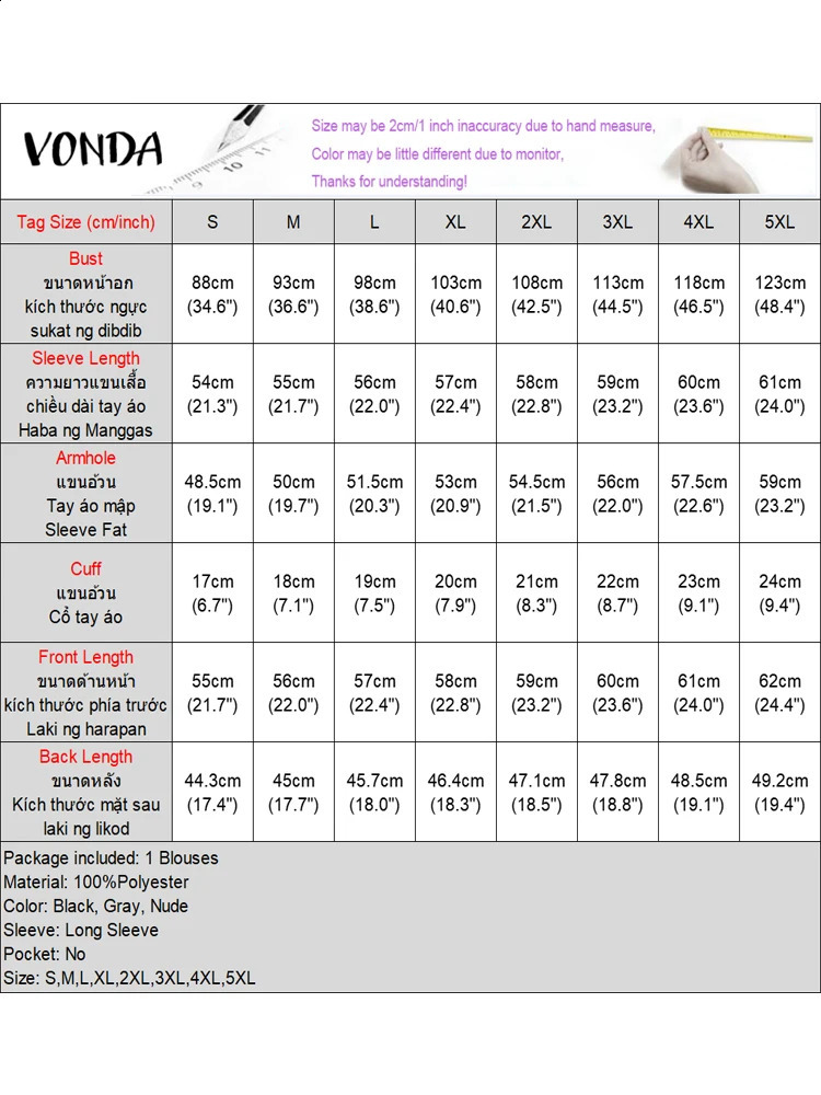 Plus Size Elegant Women Blouse VONDA Casual Lantern Long Sleeve Blouses Solid Off The Shoulder Shirts Fashion Commuting Tops 250210