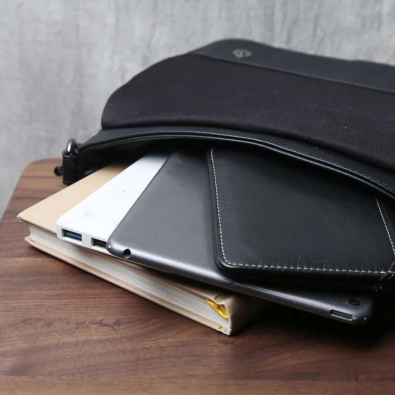 New Top Layer Cowhide Soft Casual Business Leather Vertical Shoulder Crossbody Bag Men's Fashion