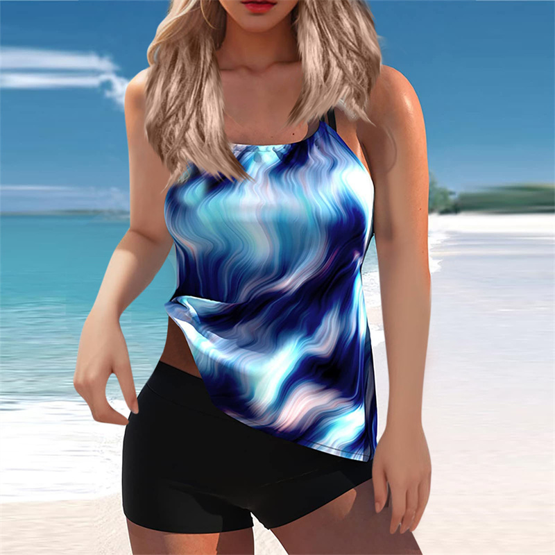 Tankini Swimsuit for Women Floral Two Piece Bathing Suit Swimwear Tank Top Swimwear with Boyshorts