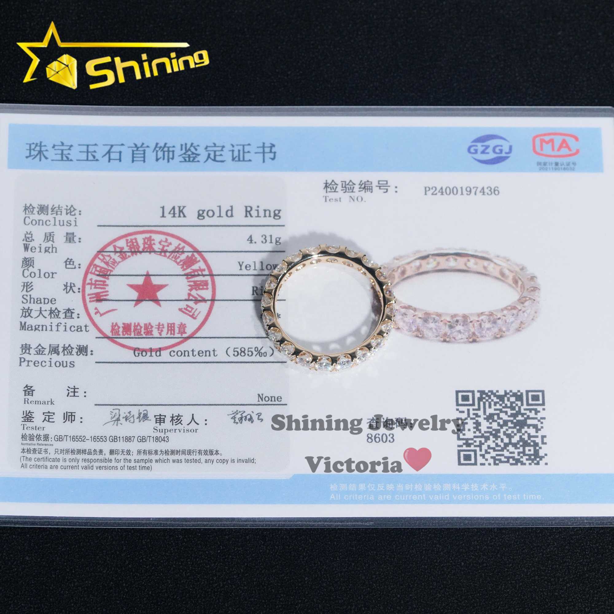 Luxury 3MM 10K 14K 18K Solid Gold Moissanite Diamond Eternity Engagement Ring Iced Out VVS Round Brilliant Cut Band Rings Women