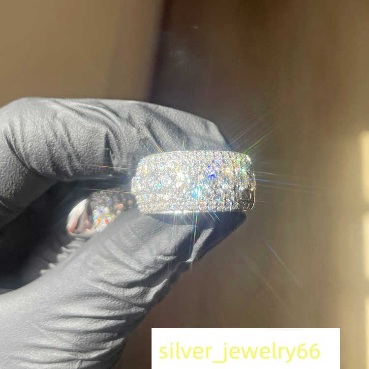 GRA Certificate ice out Moissanite Cuban Ring Jewelry 925 Sterling Silver Mens Women Moissanite Hip Hop Ring