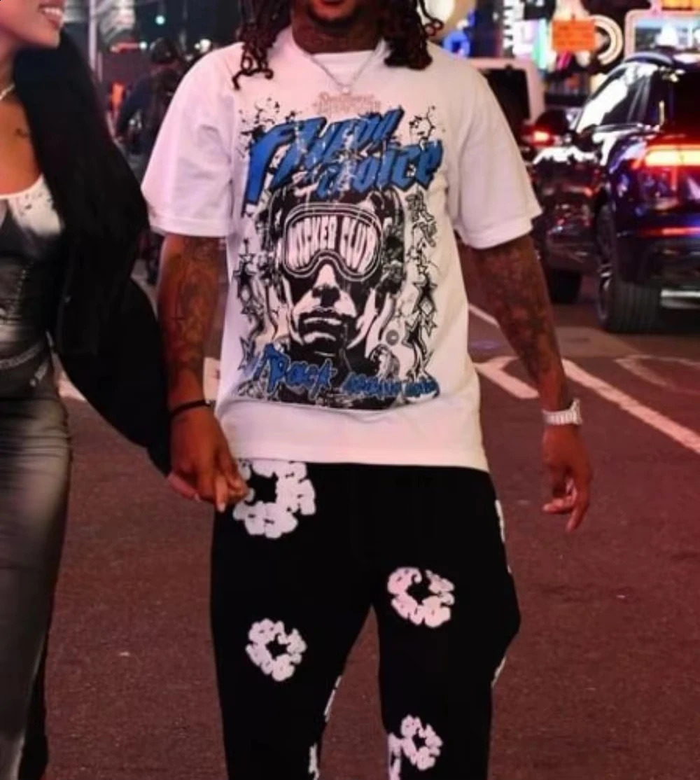 Vintage Fly By Choice Graphic Print 100% Cotton Short Sleeve T-Shirt Men Y2K Summer Vintage Oversize Tshirt Streetwear Women Top 250213