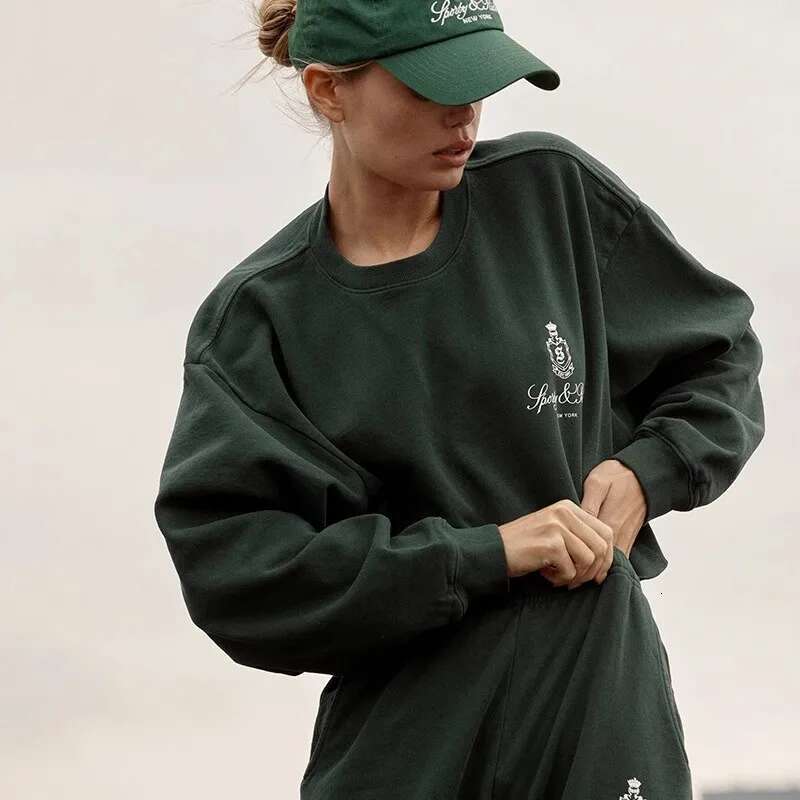 100% cotton graphic letter print women round neck long sleeve autumn winter cropped sweatshirt female