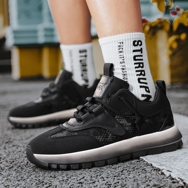 Men Sports Shoes Thick Sole Fashion Color Anti-slip Design Running Training Sneakers Triple Black Brown Green Free shipping